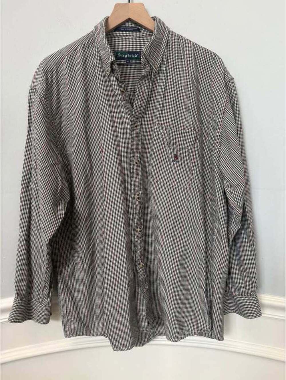 Vintage Siegfried Men's Size M Houndstooth Button-Down Shirt